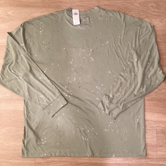 Abercrombie & Fitch Men’s Green Long Sleeves T-Shirt with Paint Splashes - Picture 2 of 4